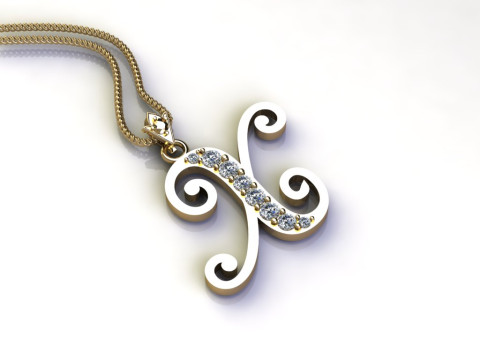 X Letter Alphabet Pendant Cad For Sell 3D Print Model