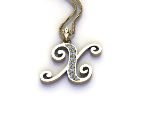 X Letter Alphabet Pendant Cad For Sell 3D Print Model
