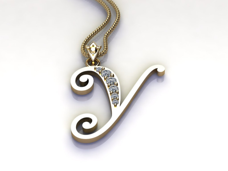 Y Letter Alphabet Pendant Cad For Sell 3D प्रिंट मॉडल .c4d .max .obj .3ds .fbx .stl .blend