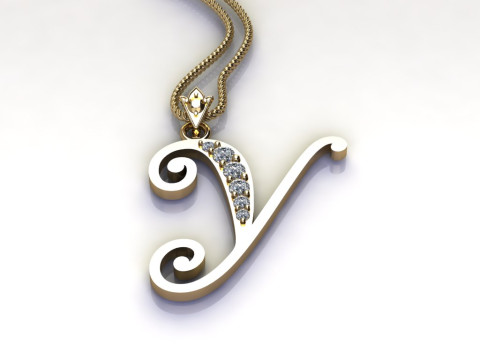Y Letter Alphabet Pendant Cad For Sell 3Dプリントモデル