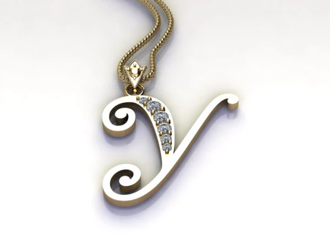 Y 文字アルファベット ペンダント CAD 販売用 3Dプリントモデル