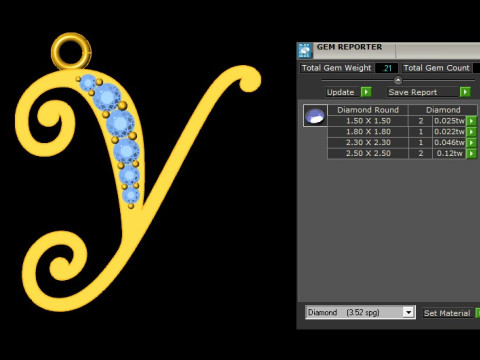 Y Letter Alphabet Pendant Cad For Sell 3D प्रिंट मॉडल