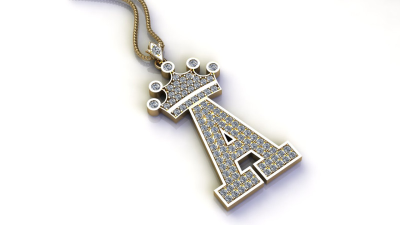 A Letter Alphabet Pendant Cad For Sell 3D Print Model .c4d .max .obj .3ds .fbx .stl .blend 