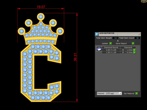 C Letter Alphabet Pendant Cad For Sell 3D-Druckmodell
