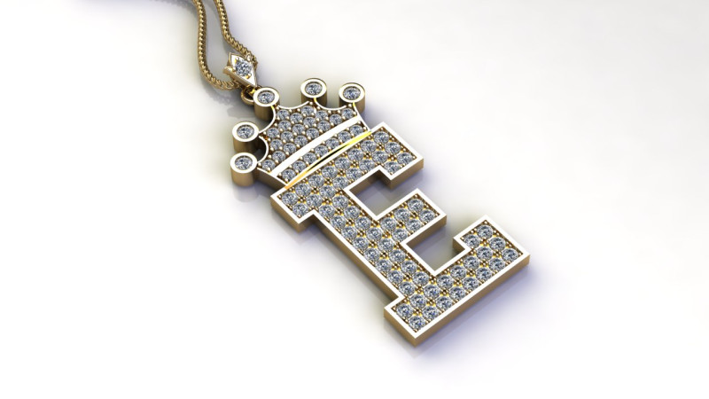 E Letter Alphabet Pendant Cad For Sell 3Dプリントモデル .c4d .max .obj .3ds .fbx .stl .blend 