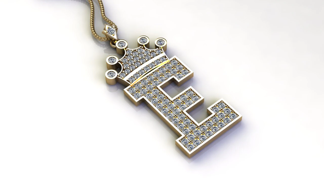 E Letter Alphabet Pendant Cad For Sell 3D Print Model .c4d .max .obj .3ds .fbx .stl .blend