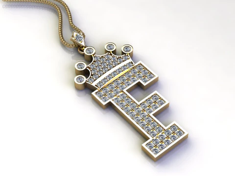 बेचने के लिए एफ अक्षर वर्णमाला पेंडेंट कैड 3D प्रिंट मॉडल