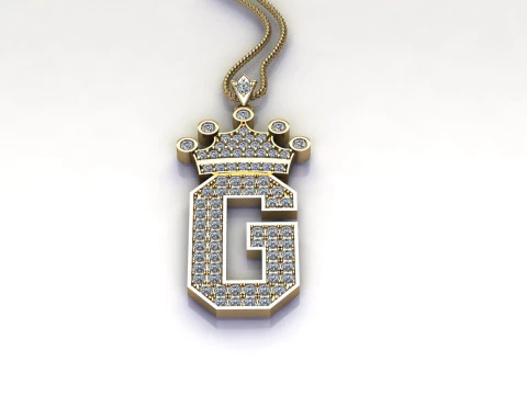 Cad pingente de alfabeto letra G para venda Modelo de Impressão 3D
