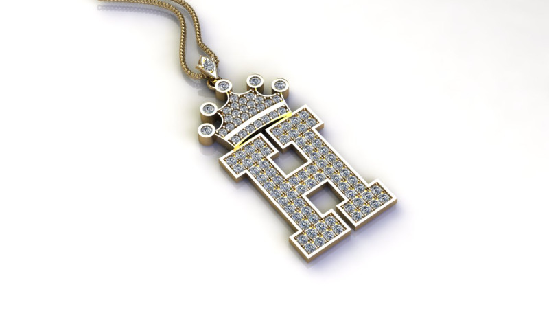 H Letter Alphabet Pendant Cad For Sell 3Dプリントモデル .c4d .max .obj .3ds .fbx .stl .blend 