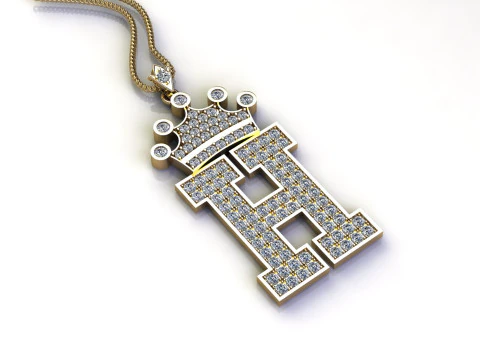 बेचने के लिए एच अक्षर वर्णमाला पेंडेंट कैड 3D प्रिंट मॉडल