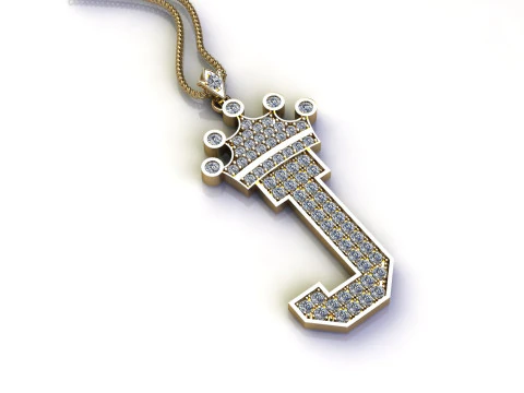 Ciondolo Cad dell'alfabeto con lettera J in vendita Modello di stampa 3D