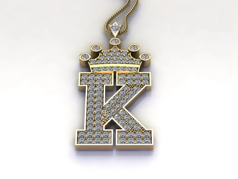 K Letter Alphabet Pendant Cad For Sell 3D Print Model