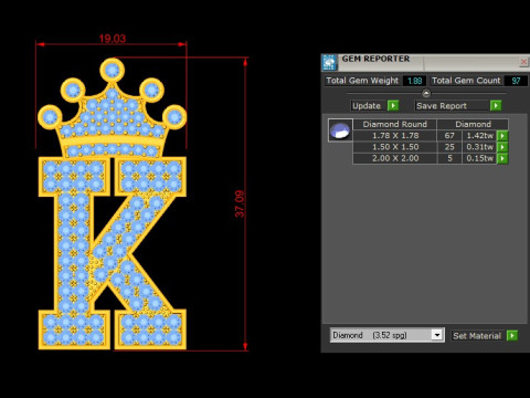 K Letter Alphabet Pendant Cad For Sell 3D-printmodel