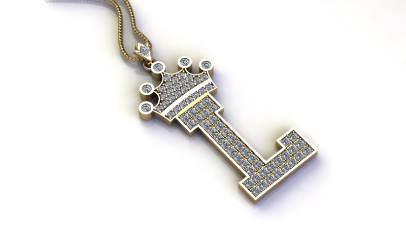 L Letter Alphabet Pendant Cad For Sell 3Dプリントモデル .c4d .max .obj .3ds .fbx .stl .blend 