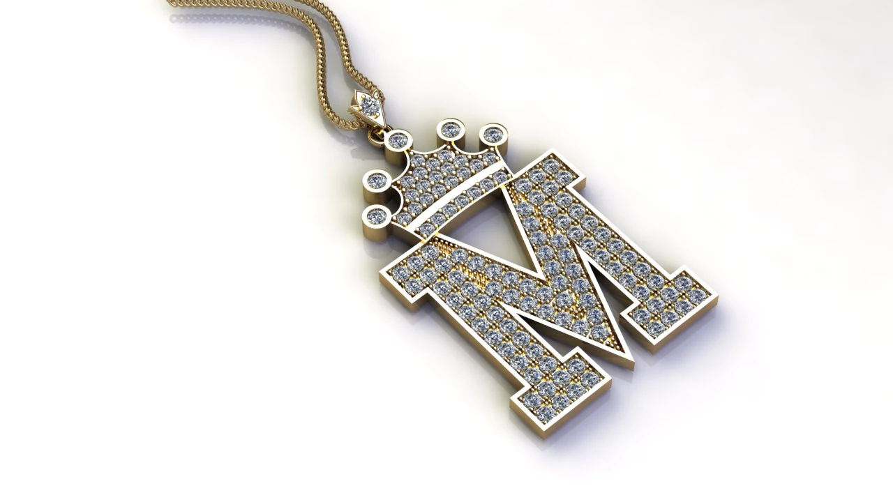 M Letter Alphabet Pendant Cad For Sell 3D Print Model .c4d .max .obj .3ds .fbx .stl .blend 