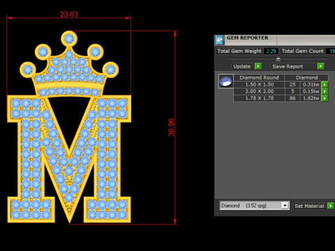 M Letter Alphabet Pendant Cad For Sell Modelo de Impressão 3D
