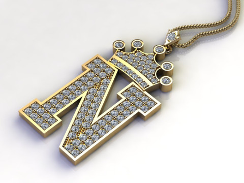 N Letter Alphabet Pendant Cad For Sell 3D 프린트 모델