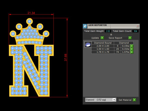 N Letter Alphabet Pendant Cad For Sell 3D 프린트 모델