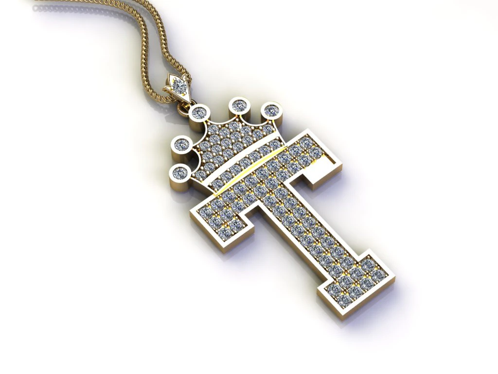 T Letter Alphabet Pendant Cad For Sell 3D Print Model .c4d .max .obj .3ds .fbx .stl .blend