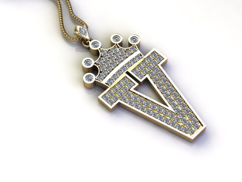 V Letter Alphabet Pendant Cad For Sell 3D Print Model