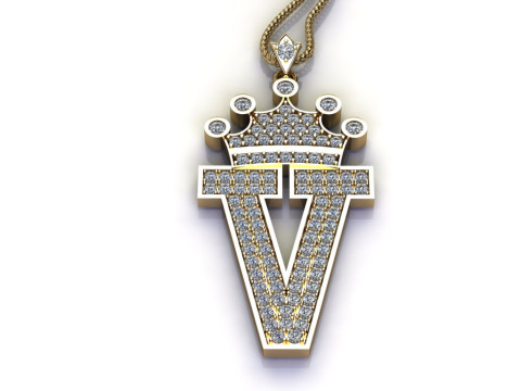 V Letter Alphabet Pendant Cad For Sell 3D Print Model