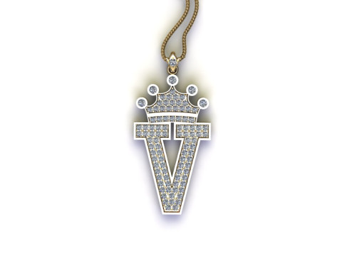 V Letter Alphabet Pendant Cad For Sell 3D Print Model