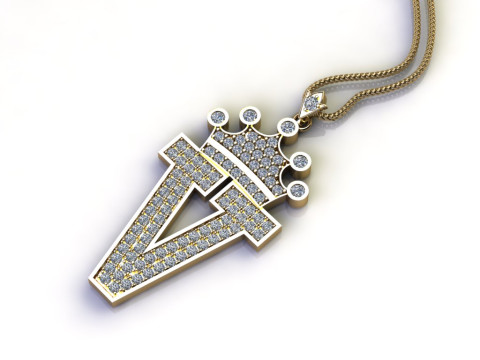 V Letter Alphabet Pendant Cad For Sell 3D Print Model