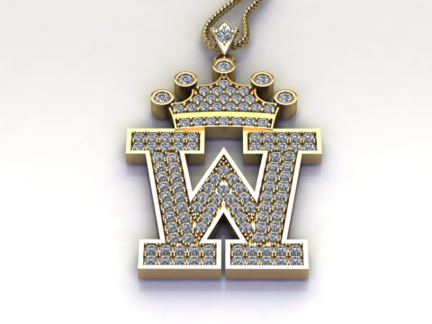 W Letter Alphabet Pendant Cad For Sell 3D Принт Модель