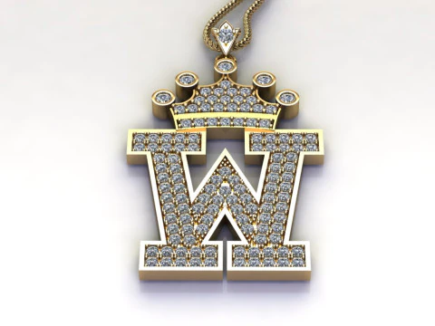 W Letter Alphabet Pendant Cad For Sell 3D Print Model