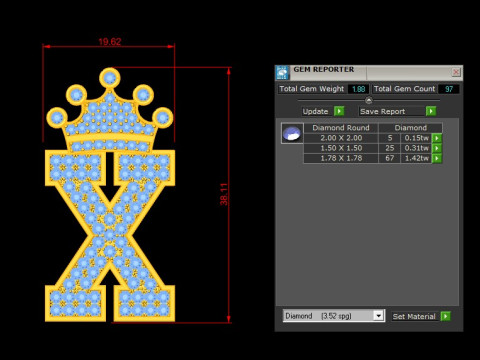 X Letter Alphabet Pendant Cad For Sell 3D-printmodel