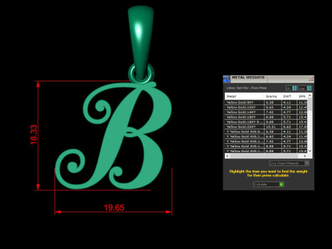 B Letter Alphabet Pendant Cad For Sell 3D 프린트 모델