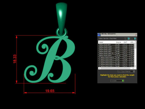 B Letter Alphabet Pendant Cad For Sell 3D Print Model
