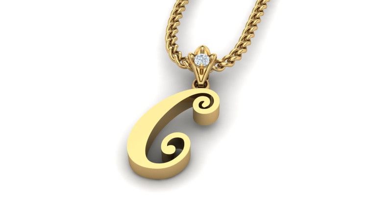C Letter Alphabet Pendant Cad For Sell Modelo de Impressão 3D .c4d .max .obj .3ds .fbx .stl .blend 