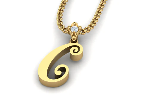 Подвеска с буквой алфавита C Cad на продажу 3D Принт Модель