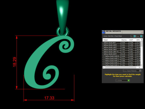 C Letter Alphabet Pendant Cad For Sell Modelo de Impressão 3D