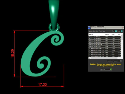 C Letter Alphabet Pendant Cad For Sell 3D Print Model
