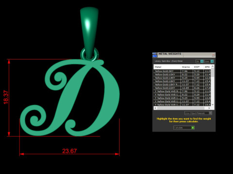 D Letter Alphabet Pendant Cad For Sell Model Cetak 3D