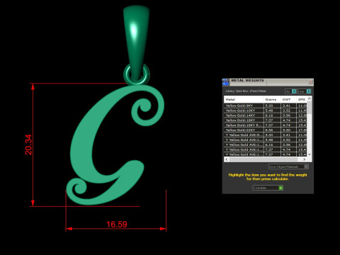 G Letter Alphabet Pendant Cad For Sell 3D Принт Модель