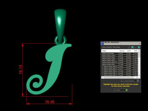 I Letter Alphabet Pendant Cad For Sell 3D-printmodel