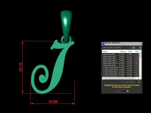 J Letter Alphabet Pendant Cad For Sell 3D Print Model