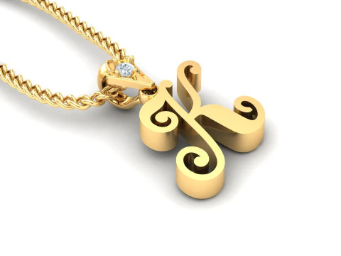 K 文字アルファベット ペンダント CAD 販売用 3Dプリントモデル