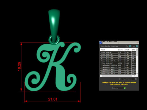 K Letter Alphabet Pendant Cad For Sell Modèles 3D en vedette