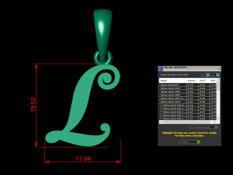 L Letter Alphabet Pendant Cad For Sell 3D 打印模型