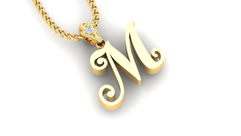 M Letter Alphabet Pendant Cad For Sell Model do druku 3D .c4d .max .obj .3ds .fbx .stl .blend 