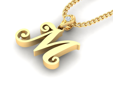 M Letter Alphabet Pendant Cad For Sell Model do druku 3D
