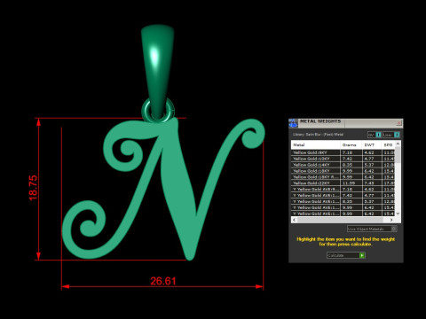 N Letter Alphabet Pendant Cad For Sell 3D Print Model