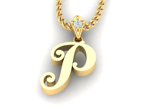 Подвеска с буквой P и алфавитом Cad на продажу 3D Принт Модель