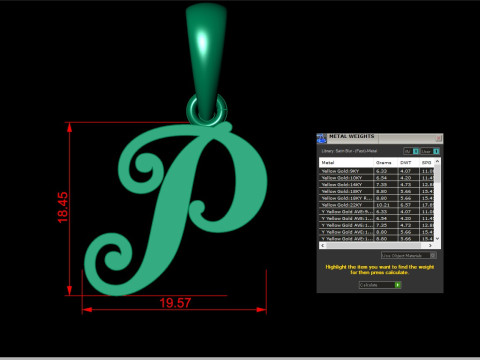 P Letter Alphabet Pendant Cad For Sell Modèles 3D en vedette
