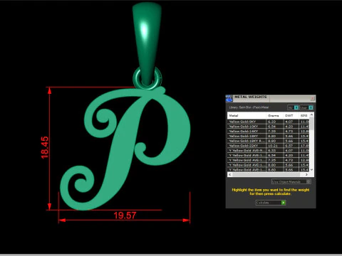 P Letter Alphabet Pendant Cad For Sell 3D Print Model