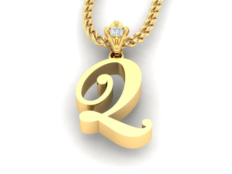 Подвеска с буквой Q и алфавитом Cad на продажу 3D Принт Модель